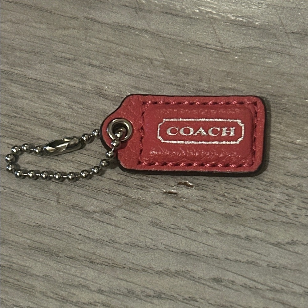 COACH Hot Pink Leather Tag Keychain ballchain Accessories